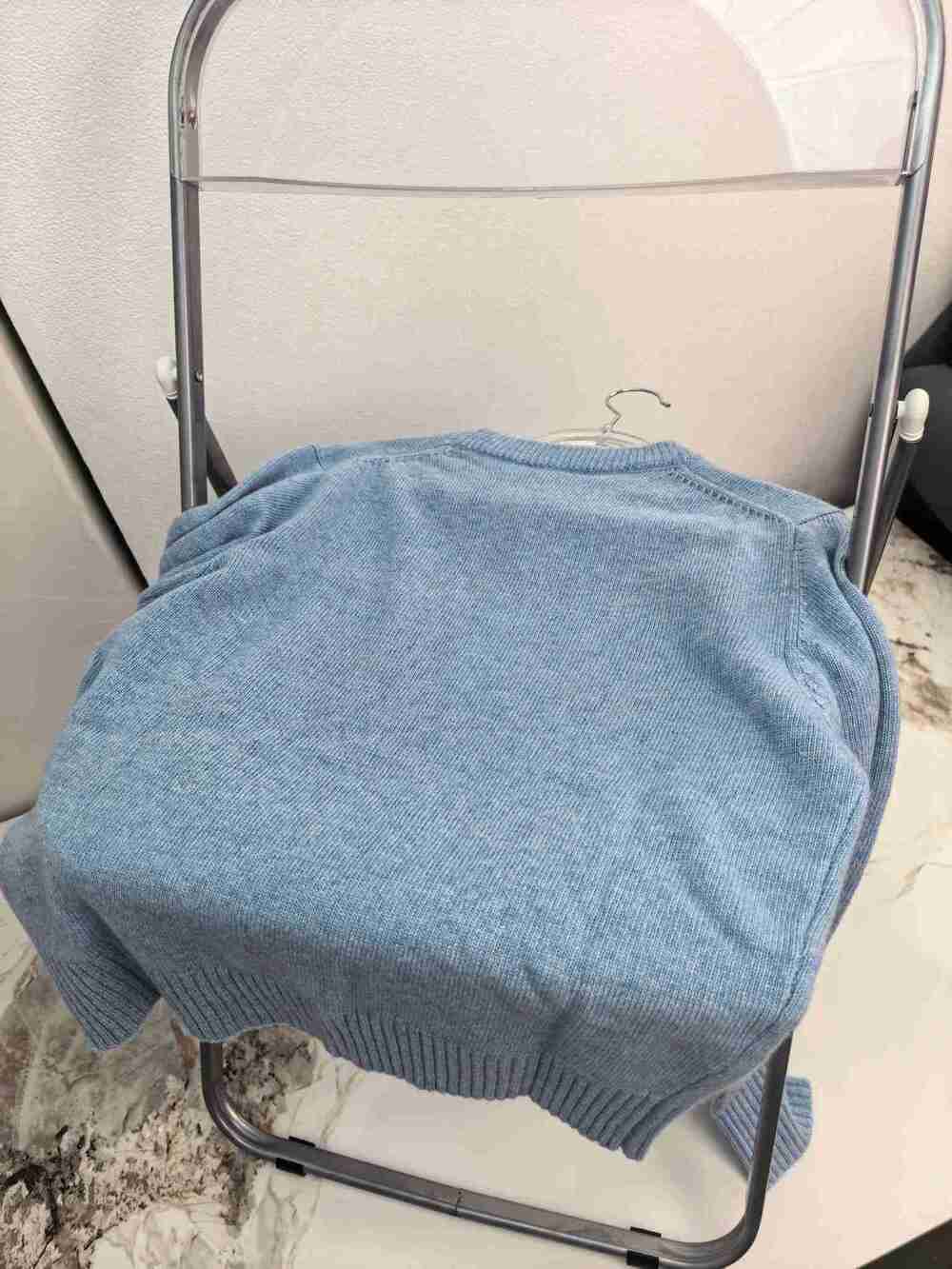 GANNI Heather Blue Mermaid Long Sleeve Crewneck Knitted Jumper - Picture 3 of 6